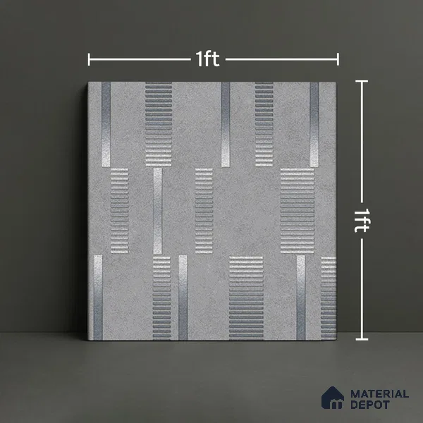 Highlighter Tiles  Tile TL 07251 E Plana 8015 GLM (Silver) 1 ft x 1 ft Ceramic Matte Finish - 9 mm  | 2 mm Spacer is Mandatory (Sample)